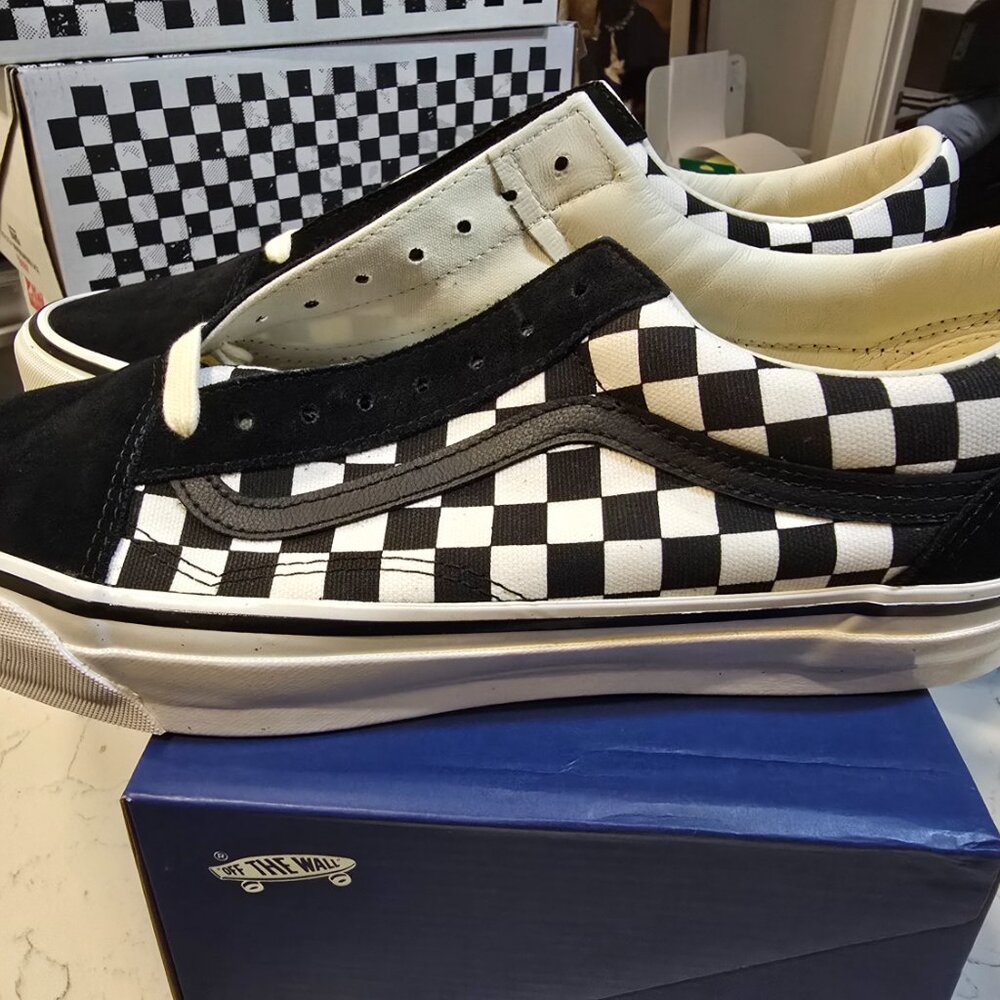 Vans Premium Old Skool Checkerboard Black White VN000D56BZW Check Skate Mens 12 - Picture 5 of 9